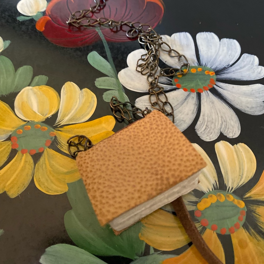 Laura Carey Books - Custom Tiny Leather Book Pendant/Necklace - NWOT - Picture 12 of 15